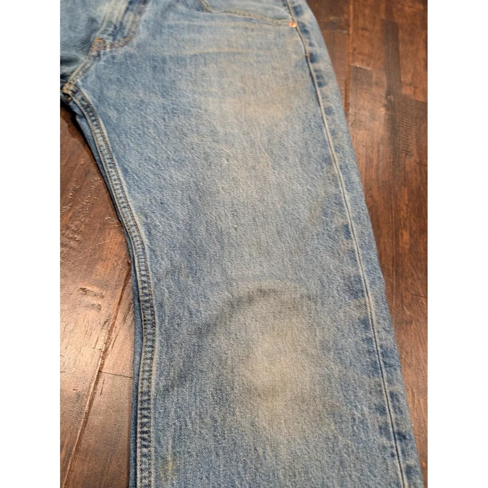 Levis 505 Jeans‎ Mens 36x32 Blue Denim Straight Leg Zip Fly Red Tab Medium Wash